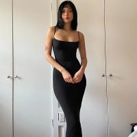 Vestido Largo Bodycon Negro Dulzura Para Mujer Verano 2025 Fiesta Club Noche Callejera Playa Basic High Street Sin Mangas Cuello Cuadrado Sin Decoración Polyester Spandex - details 16