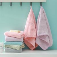 Toalla De Cara De Fleece Coral Absorbente Y Suave Para Adultos Toalla De Mano De 14x29 Pulgadas Estilo Rayado Para Baño Y Ducha - details 1