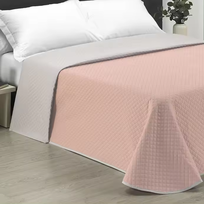 DHESTIA HOME Colcha Bouti Reversible Verano Cojines Rombitos Rosa Beige Dhestia Home - 1