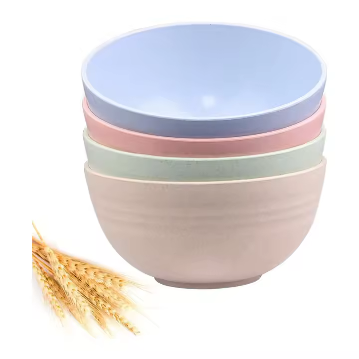 Cuencos de Cereales irrompibles - Juego de 4 cuencos lipoanos de Fibre de paja de Trigo de 24 oz - Apto para lavavajillas y microondas-Para cuencos de arroz y SOPA - 1