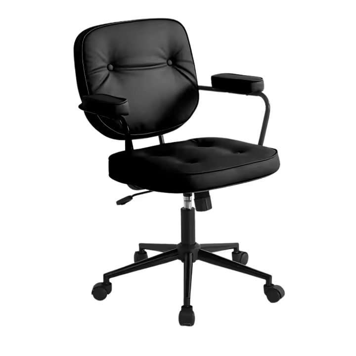 LUTODY - Silla de oficina escritorio vintage, Gaming, Respaldo acolchado transpirable, Asiento ergonómico de látex forrado de polipiel premium, Función inclinación reposaespalda, Rueda giratoria 360º, Pata metálica metal, Escritorio, Despacho - 1