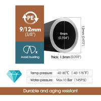 Tubo De Riego PE Negro Para Jardín 1/4" 3/8" Diametro Exterior 6mm-12mm Tubo De Agua Para Sistema De Rociador Y Juntas - details 2