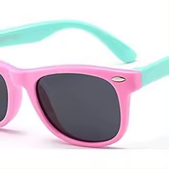 1 pieza de gafas de sol polarizadas para niños con marco flexible para niñas y niños de 3 a 10 años, color rosa y verde - 1