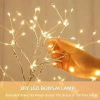 Lámpara De Mesa Árbol De Noche LED Con Encendido Por Toque Y USB/Batería Decoración De Flores Artificiales Bonsái Para Escritorio - details 10