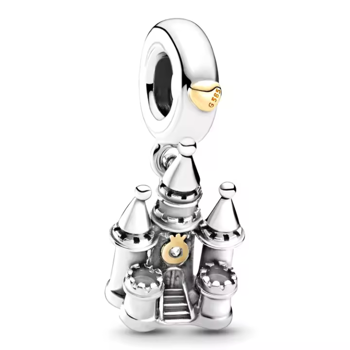 Pandora Charm de Colgante en Plata de Ley Castillo de Dos Colores 799337C00，Incluye Caja Original - 1