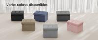 SONGMICS Puff Almacenaje 41 cm, Baúl de Almacenaje, Taburete Reposapiés, Negro Simple/Azul Vaquero Claro/Rosa Caramelo/Topo Claro - details 1
