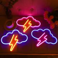 Luces De Noche LED Neón Relámpago Nubes Para Habitación De Niños Fiesta Cumpleaños Casa Bar Decoración Operada Por Batería/USB - details 0