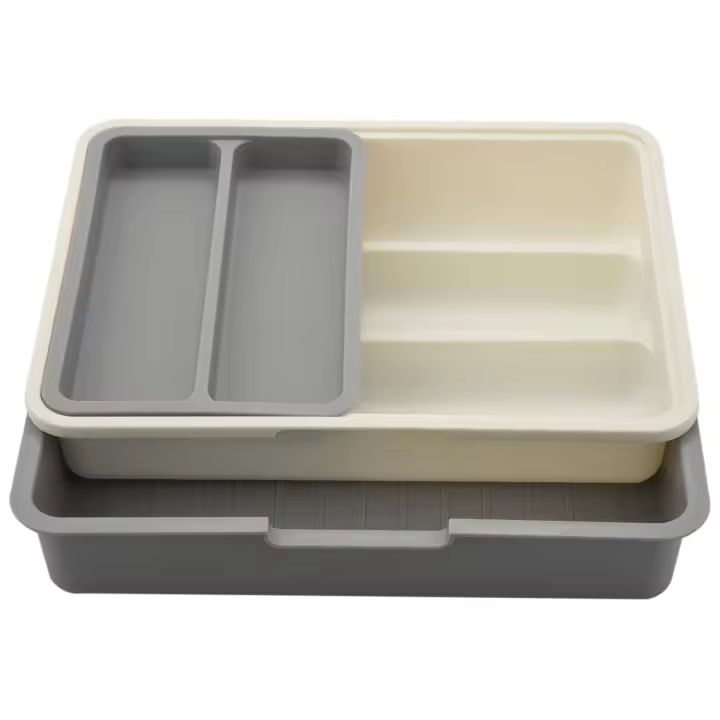 Cajón extensible para cubiertos, bandeja ajustable para utensilios de cocina, organizador multiusos, almacenamiento - 1