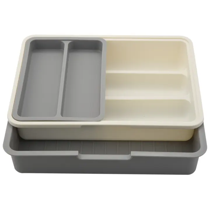 Cajón extensible para cubiertos, bandeja ajustable para utensilios de cocina, organizador multiusos, almacenamiento - 1