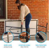 Lifetime - Mesa rectangular 152x76 cm, polietileno HDPE blanco, estructura de acero reforzado, patas plegables con bloqueo, resistente a impactos, rayos UV y humedad, ideal para eventos y reuniones - details 2