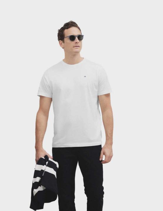 MINILOGO Men's T-Shirt in 100% Cotton with Regular Fit, Short Sleeve and Raquette Embroidery, Perfect for Casual Wear and Sports Activities