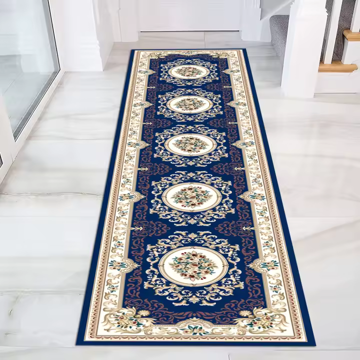 VIKAMA Alfombra Bohemia Vintage Persa De Velours Cristalino Antideslizante Para Lavandería Pasillo Cocina Sala De Estar Dormitorio Material Poliéster Máquina De Techo - 1