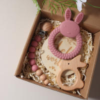Juego De Regalo Para Bebé Recién Nacido Mordedor De Silicona Conejito Juguete De Madera Rattle Accesorios Para Fotografía - details 5