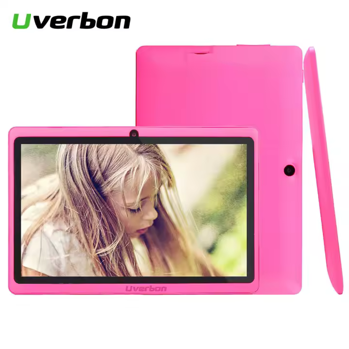 Tableta infantil Q88 rosa de 7 pulgadas con cuatro núcleos - Procesador A33 de 1,2 GHz + 512 MB + 8 GB de memoria / Android 4.4 / WiFi / Batería de 2800 mAh / Admite expansión de 32 GB / Pantalla HD - 1