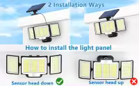 Lámpara Solar Exterior Con 3 Modos De Iluminación 348LED Luz De Pared Con Sensor De Movimiento PIR Impermeable Para Jardín Y Garage - details 2