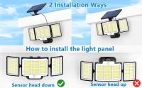 Lámpara Solar Exterior Con 3 Modos De Iluminación 348LED Luz De Pared Con Sensor De Movimiento PIR Impermeable Para Jardín Y Garage - details 2