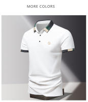 Camisa POLO Para Hombre Verano Moda Seda De Hielo Secado Rápido Manga Corta T-shirt Color Sólido Suelta Collar De Negocios Algodón Puro Top - details 6