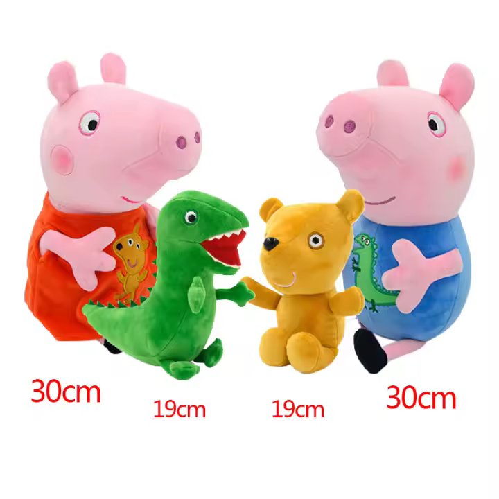 Juego De 4 Piezas De Peluches Peppa Pig Incluye a George Dinosaurio Y Oso Rosa Muñecos De Peluche Para Decoración De Fiesta Y Regalo Para Niños - 1