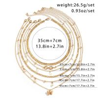 Set De 6 Collares De Lujo Vintage Con Colgante De Mariposa Perla Imitación Para Mujer Multicapa Cadenas Delgadas Aesthetic Y2K Joyería - details 4