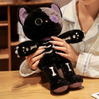 Muñeco De Peluche Gato Esqueleto Negro Kawaii Creativo Animal De Peluche Cojín Gótico Para Niños Regalos De Halloween Tamaño 40cm Relleno De Algodón PP - details 11
