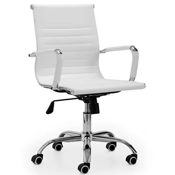 Silla Lucy giratoria polipiel blanco 89-99x64x64 cm Adec - 1