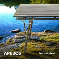 AREBOS Mesa de camping 90 x 51,5 cm mesa rodante aluminio mesa plegable exterior - details 22