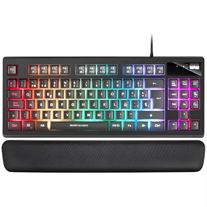 Teclado h-mecanico compacto tkl mars gaming mkaxes color negro boton roller  tecnologia h-mech reposamuñecas independiente - 1