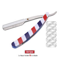 Cuchillo De Afeitar Para Hombres Herramientas De Barbero Con 5 Hojas De Acero Inoxidable Portarrazores Plegable Para Cabello Y Barba - details 5