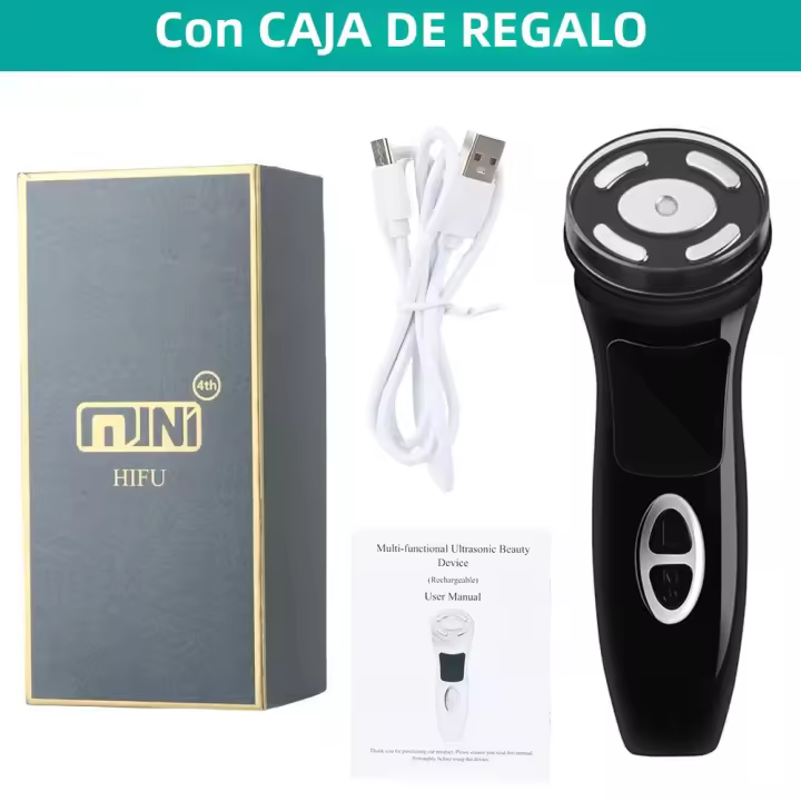 Dispositivo De Belleza Para Cuidado De La Piel MINI HiFu 4.0 Recargable Con Ultrasonido LED EMS Microcorriente Pulso Facial Levantamiento USB Charger Plástico - 1