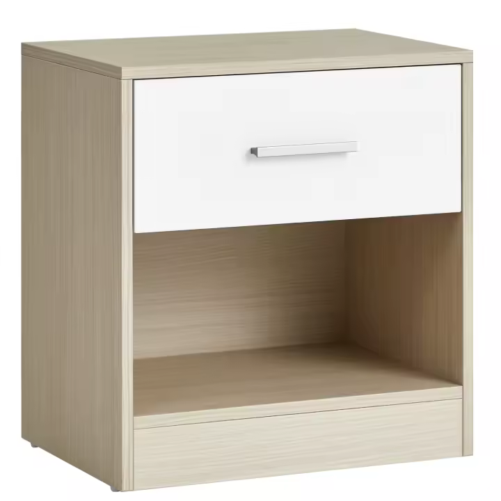 VASAGLE Mesita de Noche, Mesa Auxiliar con Cajón, Asa, Compartimento Abierto, para Dormitorio, Salón, Blanco Clásico/Beige Natural y Blanco Clásico/Marrón Castaño y Negro Tinta /Negro Clásico/Amarillo Pajizo - 1
