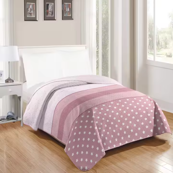 Vivid Torral by El Jinete Hogar - Colcha Bouti Verano Stars Rosa Estampada Reversible (No Incluye Fundas De Cojines) Poliéster, Fresquita, Transpirable, Diseño, Primavera, Verano - 1