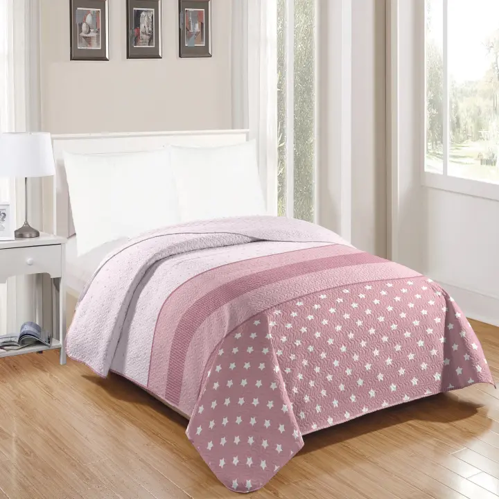 Vivid Torral by El Jinete Hogar - Colcha Bouti Verano Stars Rosa Estampada Reversible (No Incluye Fundas De Cojines) Poliéster, Fresquita, Transpirable, Diseño, Primavera, Verano - 1