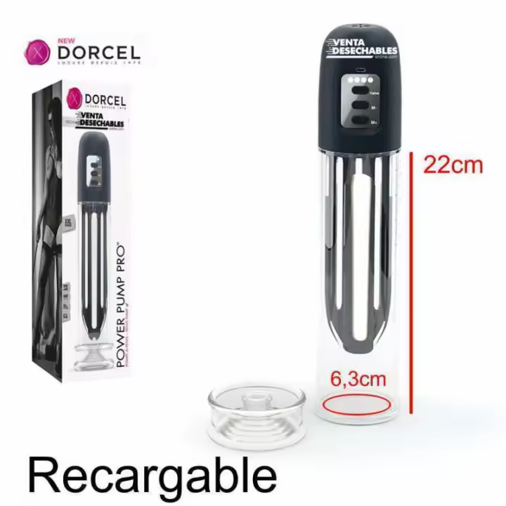 DORCEL Bomba De Vacio Recargable 22x6,3 cm Negra  3700436071755 - 1