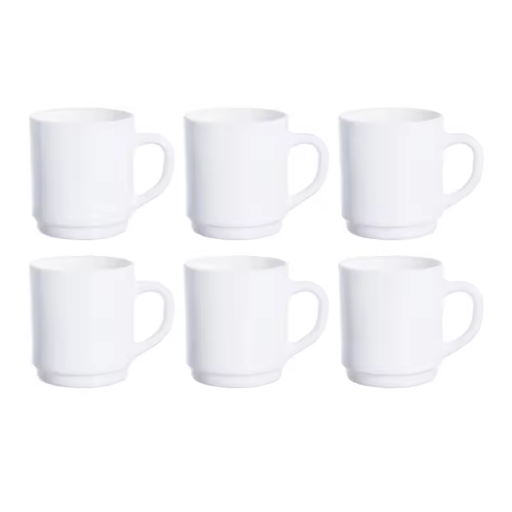 Luminarc Zelie Caja 6 Mugs Vidrio 29CL Blanco - Facil de Limpiar - 1