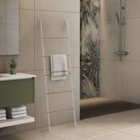 Toallero y Columna de Pie Blanco Mate-Natural 48*159cm Escalera de madera decorativa para colchas de estilo rústico de 6 pies para exhibición, escalera de colcha rústica decorativa pintada - details 0