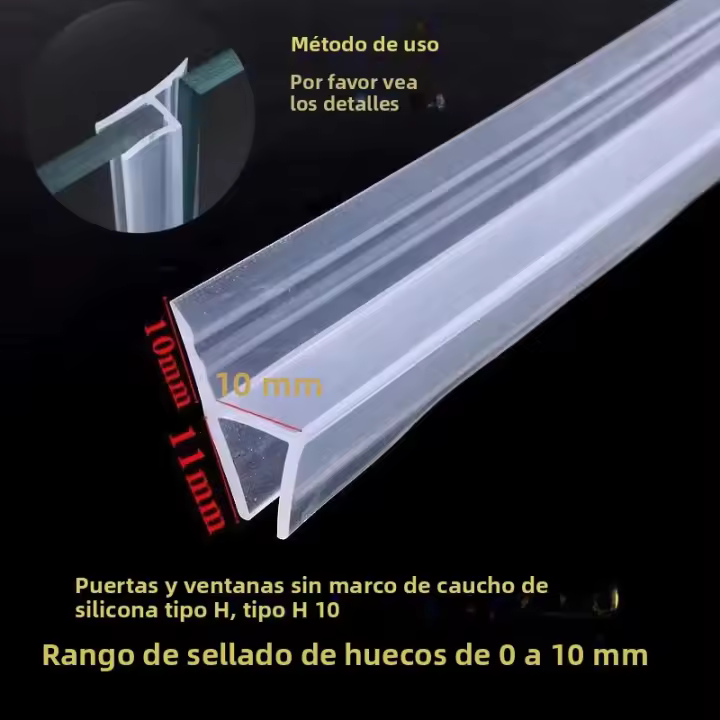  Sella De Ducha De Silicona Para Puerta De Baño Material De Goma Plástica Compatible Con Ventanas Y Cristales Accesorios De Fijación H6/h8/h10/h12mm - 1