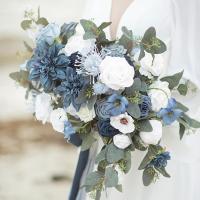 Juego De Flores Artificiales Azul Y Blanco Para Boda Decoración Interior Y Exterior DIY Regalo De Fiesta Accesorios De Flores - details 1