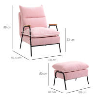 HOMCOM Sillón Relax con Reposapiés Sillón Reclinable con Respaldo Ajustable Tapizado en Pana Marco de Acero y Cojines para Salón Dormitorio 68x91,5x88 cm - details 2
