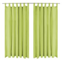 2 cortinas micro-satinadas con trabillas 140 x 175 cm en color Crema/Verde/Blanco | protección solar decorativa para ventanas hogar oficina dormitorio fácil de instalar - details 1