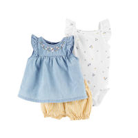 Nueva ropa de verano para niñas, pantalones cortos de manga corta, camisetas, trajes de tres piezas. - details 22