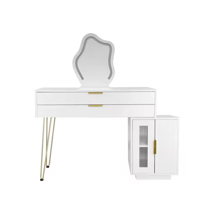 Blanco de Diseño eshamotable, Modern Efecto para dormitorio-Dimensiones: A100/H78/D40 cm (taburete no incluido) - 1