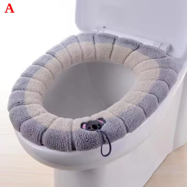 Cubierta De Asiento De Inodoro Térmica Y Lavable Suave Para Baño Eco-amigable No Desechable Material De Acrílico - 1