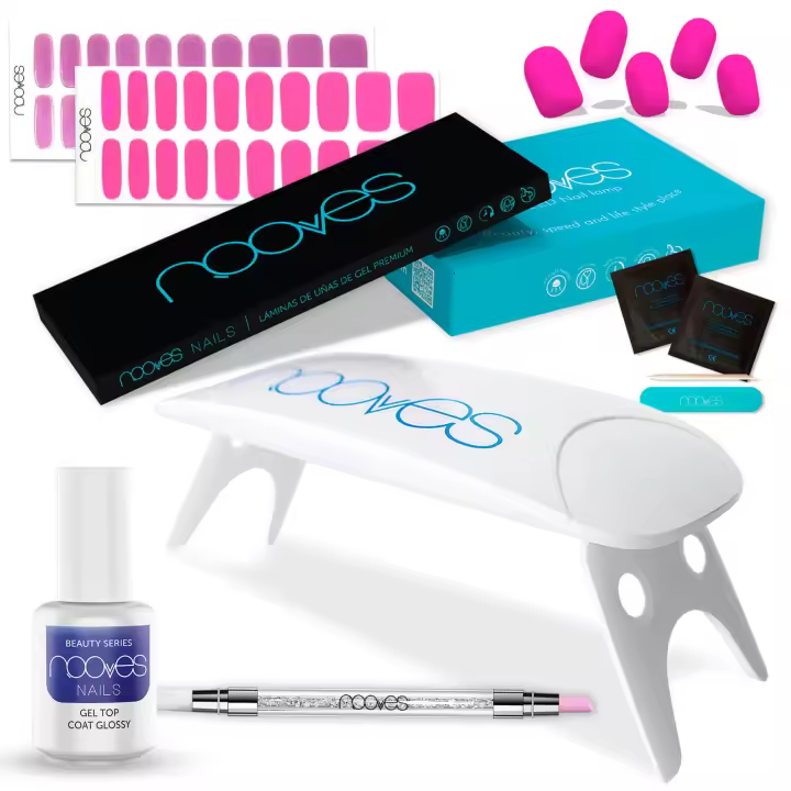 Starter Kit Beauty Barbie2 Láminas de Uñas de Gel Precurado PremiumLámpara de uñas UV/LEDGel Top Coat GlossyTiras De Uñas De Gel semicuradoPegatinas Uñas Semipermanente en GelGel Nail Stickers - 1