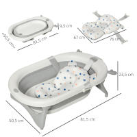 HOMCOM Bañera Plegable para Bebé Recién Nacido hasta 3 Años 81,5x50,5x23,5 cm con Tapón Termosensible Cojín y Almohadillas Antideslizantes - details 2