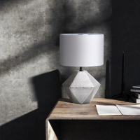 Aigostar Lámpara de Cerámica, casquillo E14, φ220mm. Forma de diamante, Plateado. Lámpara de Mesa o Mesita de Noche, Pantalla de Tela, Lámpara Escritorio Diseño moderno para Estudio, Salón - details 6
