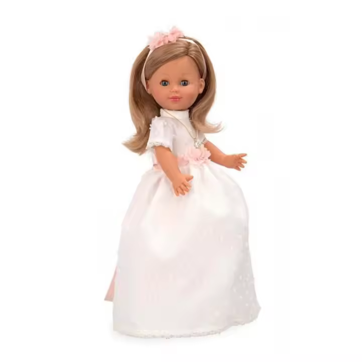 Muñeca rubia con traje de comunión y colgante dorado de Arias 65348 - 1