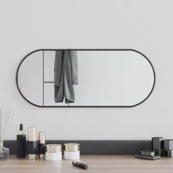 vidaXL Espejo de pared ovalado negro 60x25 cm - 1