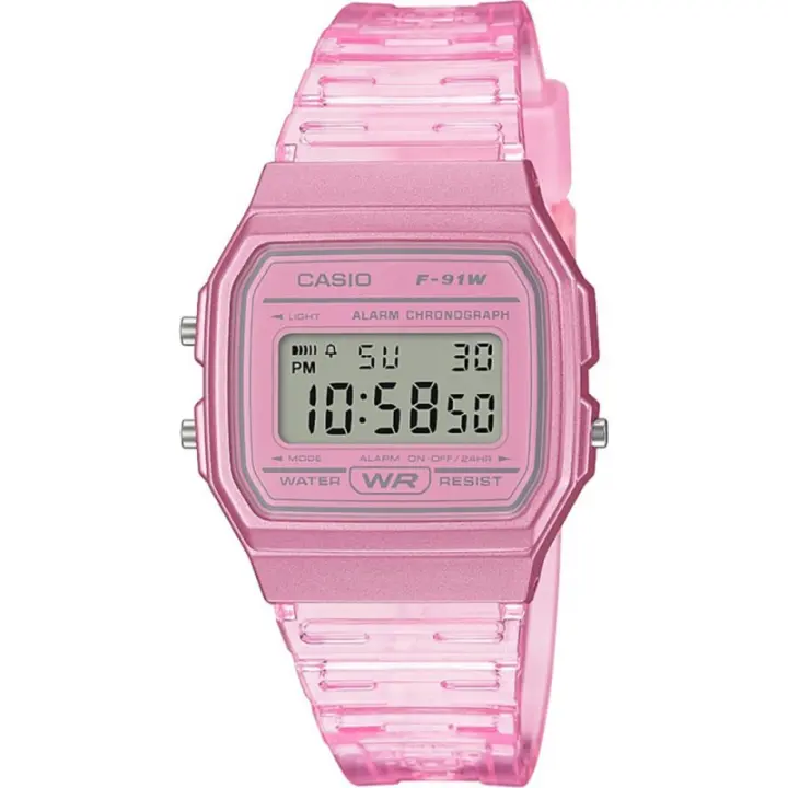 Reloj Digital Casio Mujer F-91WS-4EF, Diseño Rosa, Correa de Goma - 1