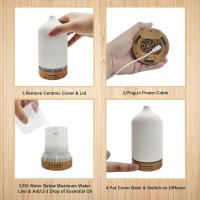 100ml de grano de madera de cerámica de boquilla corta humidificador colorido blanco y negro de cerámica máquina de aromaterapia ultrasónico difusor de aceite esencial - details 3