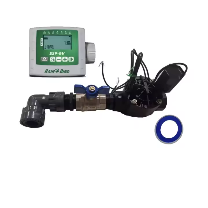 RAIN BIRD Sistema de Riego Automático para jardin de 1 zona con Programador ESP 9V y Electroválvula Rain Bird HV 1" 9v - 1